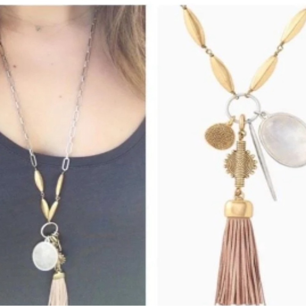 Stella and Dot Victoria charm necklace 2 tone